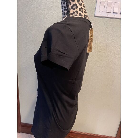 Vinizbena Shopping Lady And Cat Rhinestone Woman Black Size 3XL T-Shirt New - Picture 10 of 16